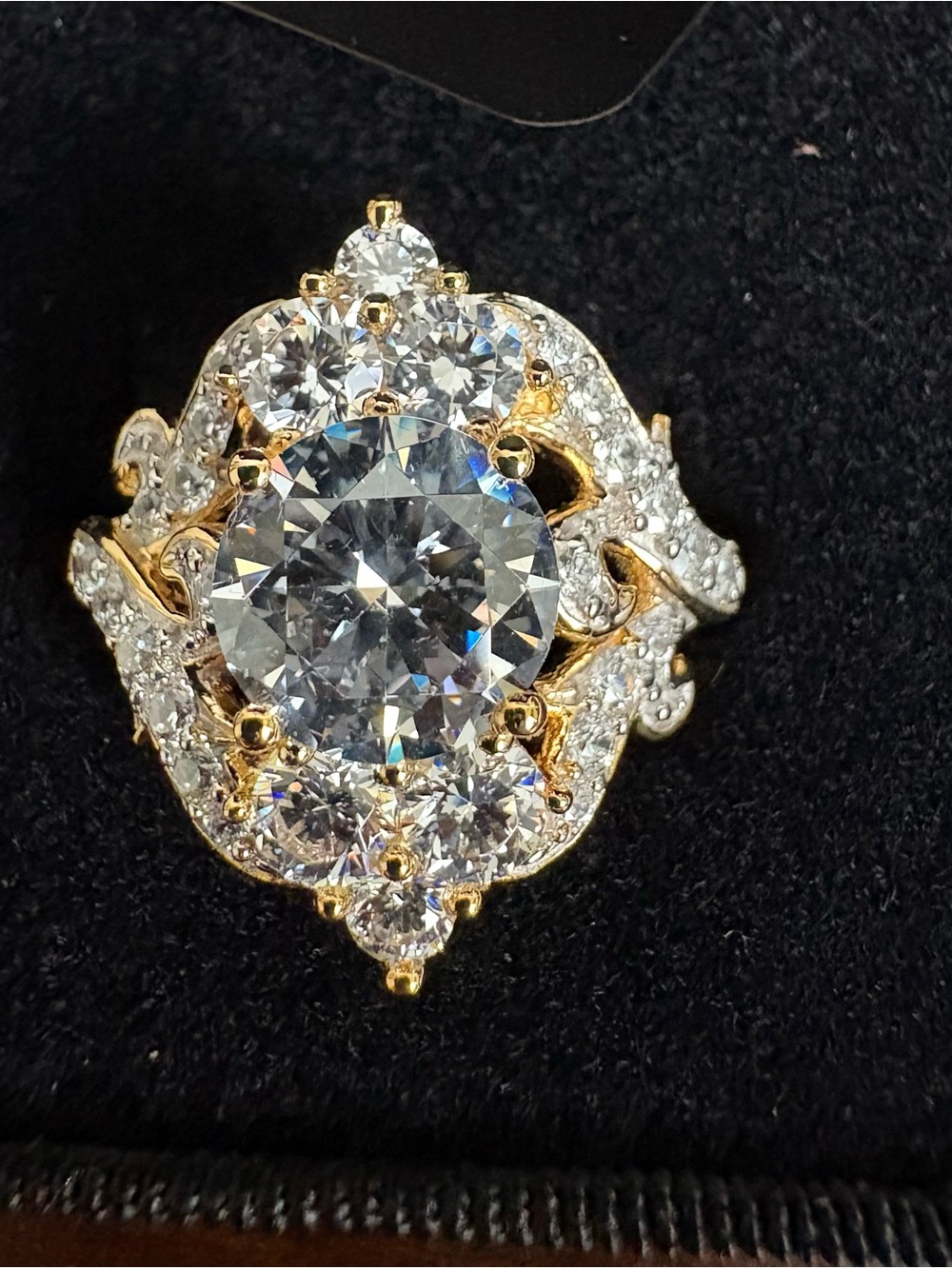 Victoria Wieck Gold-Tone Ring with Clear Crystal Halo size 10